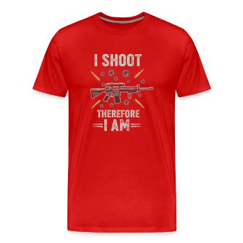 I shoot, therefore I am. - Men's Premium Organic T-Shirt - red - Front - Damien (186cm)