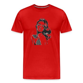 Drawing of a pretty woman - Men's Premium Organic T-Shirt - red - Front - Damien (186cm)