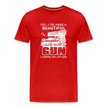 I have A Beautiful Daughter And A Gun - Men's Premium Organic T-Shirt - red - Front - Damien (186cm)