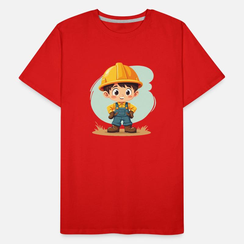 Construction Worker Design – Cute Motif for Kids Men's Premium Organic T-Shirt