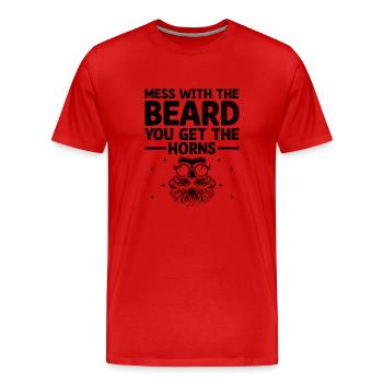 Mess With The Beard You Get The Horns Facial Hair - Men's Premium Organic T-Shirt - red - Front - Damien (186cm)
