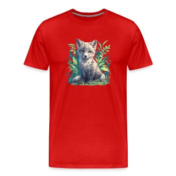 Renards gris Renard gris - T-shirt bio Premium Homme - rouge - Devant - Damien (186cm)