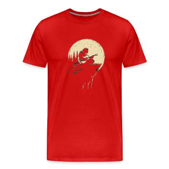 Gitarrenspieler Im Mondlicht Auf Felsen - Männer Premium Bio T-Shirt - Rot - Vorne - Damien (186cm)