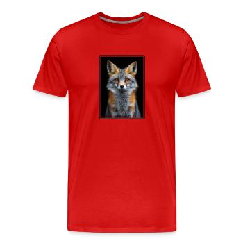 Renards gris Renard gris - T-shirt bio Premium Homme - rouge - Devant - Damien (186cm)