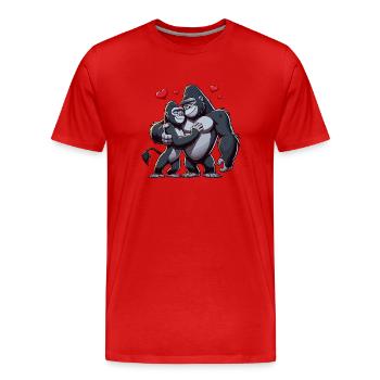 Couple de gorilles - T-shirt bio Premium Homme - rouge - Devant - Damien (186cm)