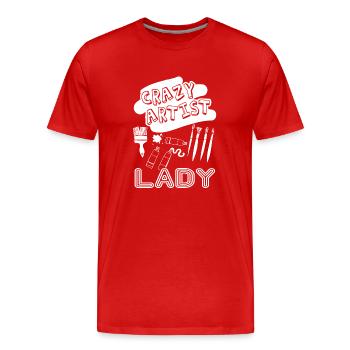 Artist Crazy Artist Lady - Men's Premium Organic T-Shirt - red - Front - Damien (186cm)