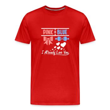 Pink or blue I already love you - Männer Premium Bio T-Shirt - Rot - Vorne - Damien (186cm)