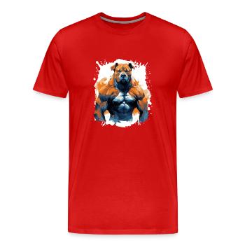 Dog Pit Muscles Bodybuilding Beast - Men's Premium Organic T-Shirt - red - Front - Damien (186cm)