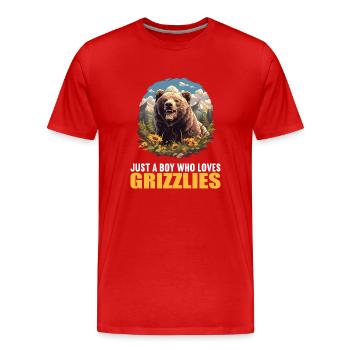 Grizzlis Ours grizzly - T-shirt bio Premium Homme - rouge - Devant - Damien (186cm)