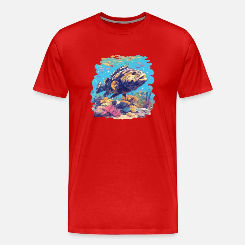 Zackenbarsche Zackenbarsch - Männer Premium Bio T-Shirt - Rot