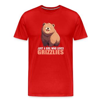 Grizzlis Ours grizzly - T-shirt bio Premium Homme - rouge - Devant - Damien (186cm)