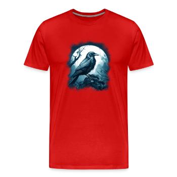Mystischer Rabe Vor Vollmond Im Mystischen Wald - Männer Premium Bio T-Shirt - Rot - Vorne - Damien (186cm)