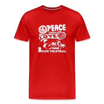 Beach volleyball Peace Love Beach volleyball - Men's Premium Organic T-Shirt - red - Front - Damien (186cm)