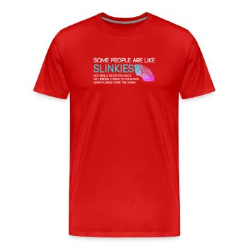 Certaines personnes sont comme des slinkies : humoristiques - T-shirt bio Premium Homme - rouge - Devant - Damien (186cm)