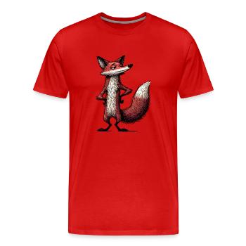 Red Fox Cartoon Woodland Animal - Männer Premium Bio T-Shirt - Rot - Vorne - Damien (186cm)