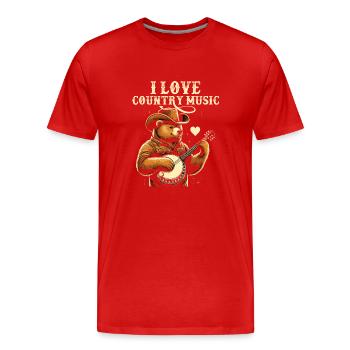 J’aime la musique country Cowboy Ours Song Lover - T-shirt bio Premium Homme - rouge - Devant - Damien (186cm)