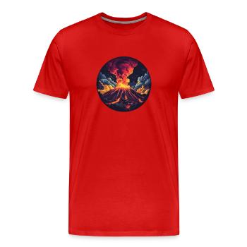 Dramatischer Vulkan Ausbruch mit Feuer und Rauch - Männer Premium Bio T-Shirt - Rot - Vorne - Damien (186cm)