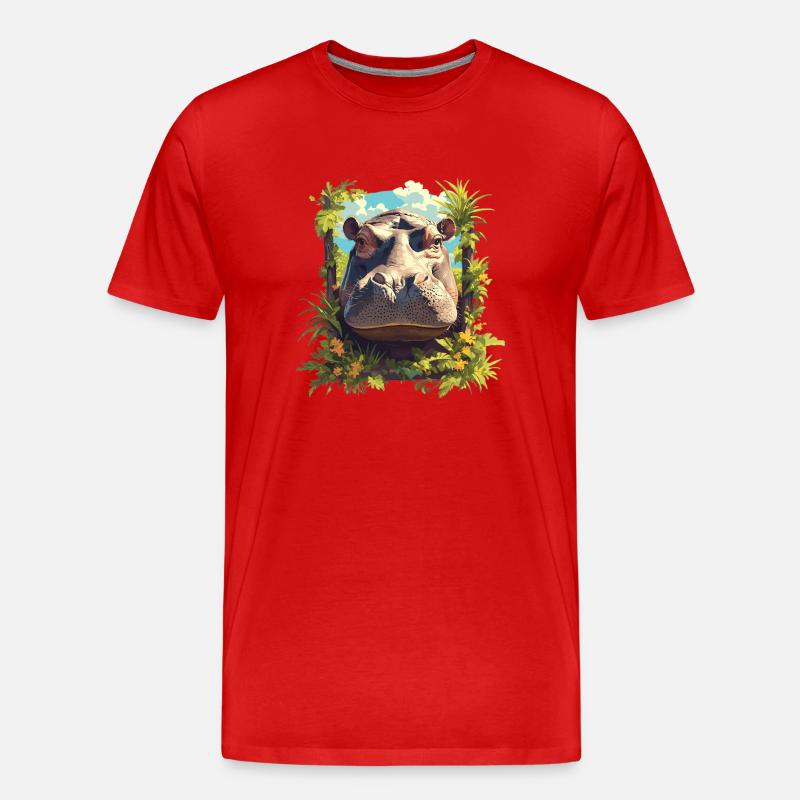 Nilpferd Flußpferd - Männer Premium Bio T-Shirt - Rot