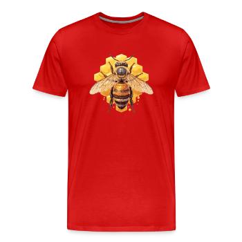 Bees Bee - Men's Premium Organic T-Shirt - red - Front - Damien (186cm)