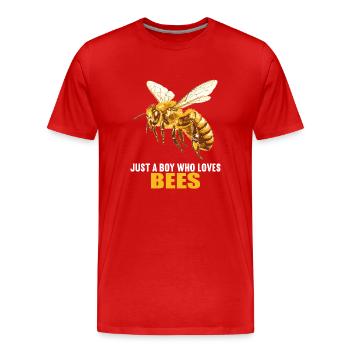 Bees Bee - Men's Premium Organic T-Shirt - red - Front - Damien (186cm)