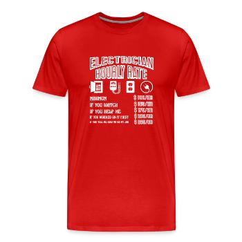 Electrician Hourly Rate - Men's Premium Organic T-Shirt - red - Front - Damien (186cm)