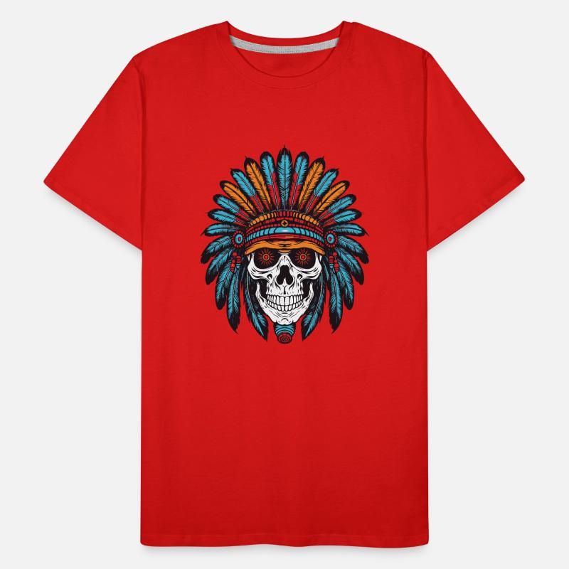 Crâne de chef indien Apache T-shirt bio Premium Homme