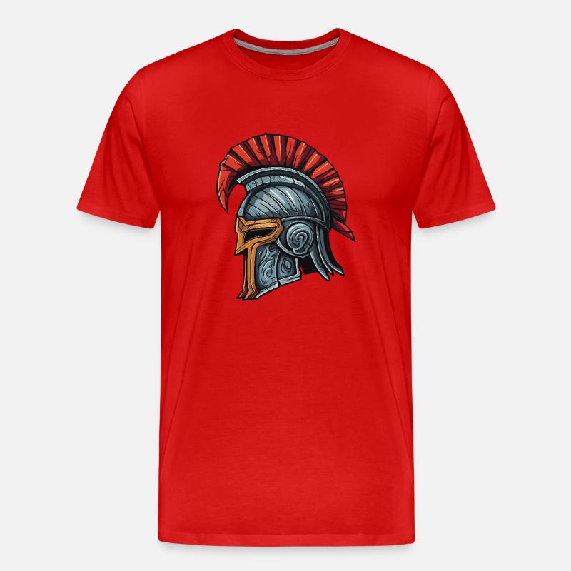 Spartaner Krieger Sparta Helm - Männer Premium Bio T-Shirt - Rot