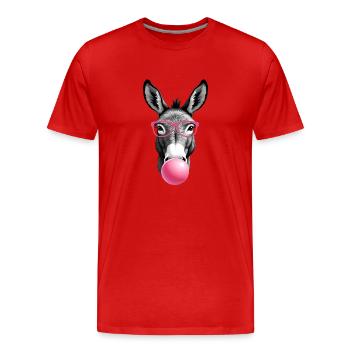 Âne avec Bubble Gum, Art numérique de l’âne - T-shirt bio Premium Homme - rouge - Devant - Damien (186cm)