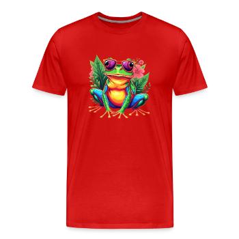 Grenouille, Art numérique, Grenouille colorée - T-shirt bio Premium Homme - rouge - Devant - Damien (186cm)