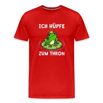 Karneval Frosch ICH HÜPFE ZUM THRON Lustiges - Männer Premium Bio T-Shirt - Rot - Vorne - Damien (186cm)
