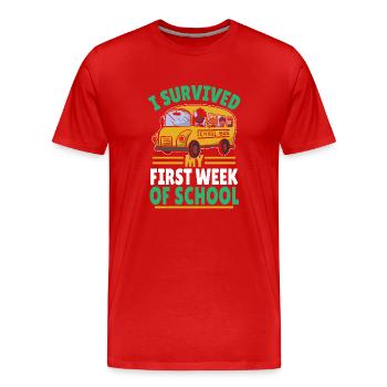Studentenleben, Schulstart, Schule überlebt - Männer Premium Bio T-Shirt - Rot - Vorne - Damien (186cm)