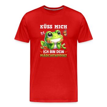 Karneval Frosch KÜSS MICH BIN DEIN MÄRCHENPRINZ - Männer Premium Bio T-Shirt - Rot - Vorne - Damien (186cm)