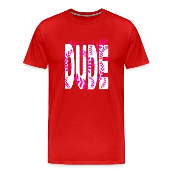 Hawaii stil text Dude - Männer Premium Bio T-Shirt - Rot - Vorne - Damien (186cm)