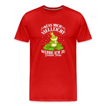 Fasching KÜSS MICH VIELLEICHT WERD ICH ZUM PRINZ - Männer Premium Bio T-Shirt - Rot - Vorne - Damien (186cm)