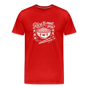 Reis, um Sie zu treffen - Männer Premium Bio T-Shirt - Rot - Vorne - Damien (186cm)