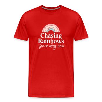 Whimsical Weather Patterns, Whimsical Clouds, Funny - Men's Premium Organic T-Shirt - red - Front - Damien (186cm)