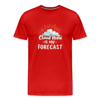 Whimsical Weather Patterns, Whimsical Clouds, Funny - Men's Premium Organic T-Shirt - red - Front - Damien (186cm)