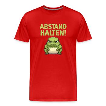Froschkostüm ABSTAND HALTEN Lustiges Frosch - Männer Premium Bio T-Shirt - Rot - Vorne - Damien (186cm)
