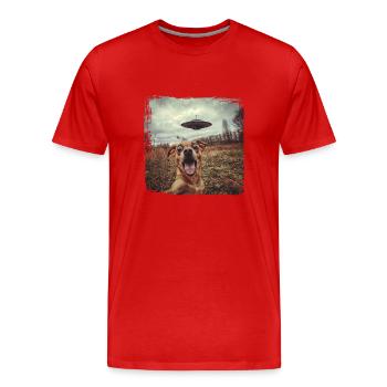 Drôle de chien Selfie Ufo Meme Gift - T-shirt bio Premium Homme - rouge - Devant - Damien (186cm)