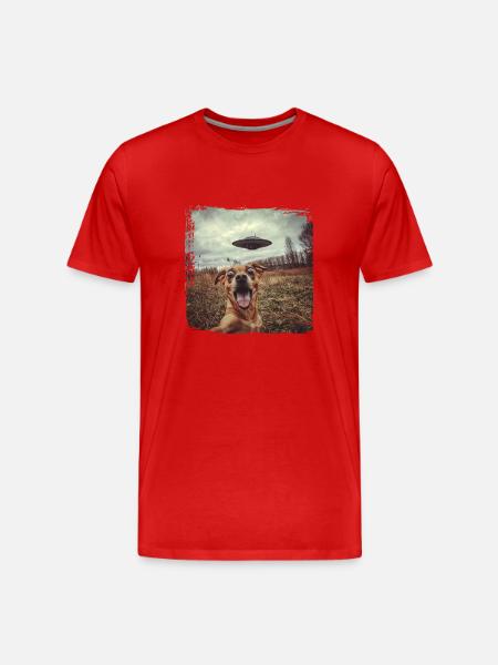 Sjov hund Selfie Ufo Meme Gave - Herre Premium T-shirt økologisk - rød