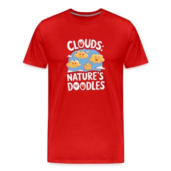 Cloudy view, Relaxing sky, Dreamy - Men's Premium Organic T-Shirt - red - Front - Damien (186cm)