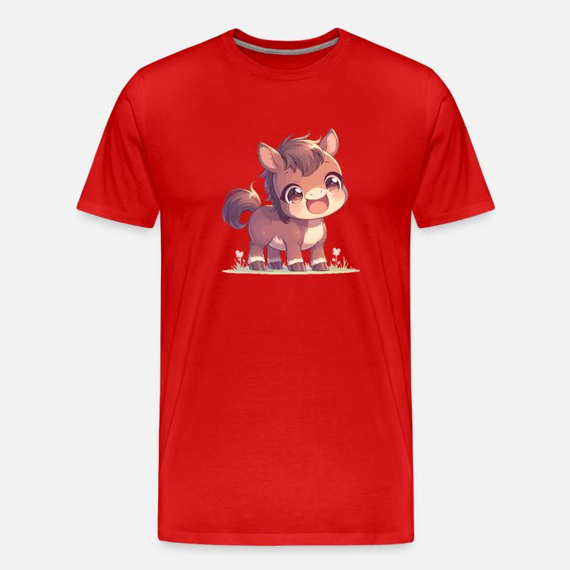 Pferde Pferd - Männer Premium Bio T-Shirt - Rot