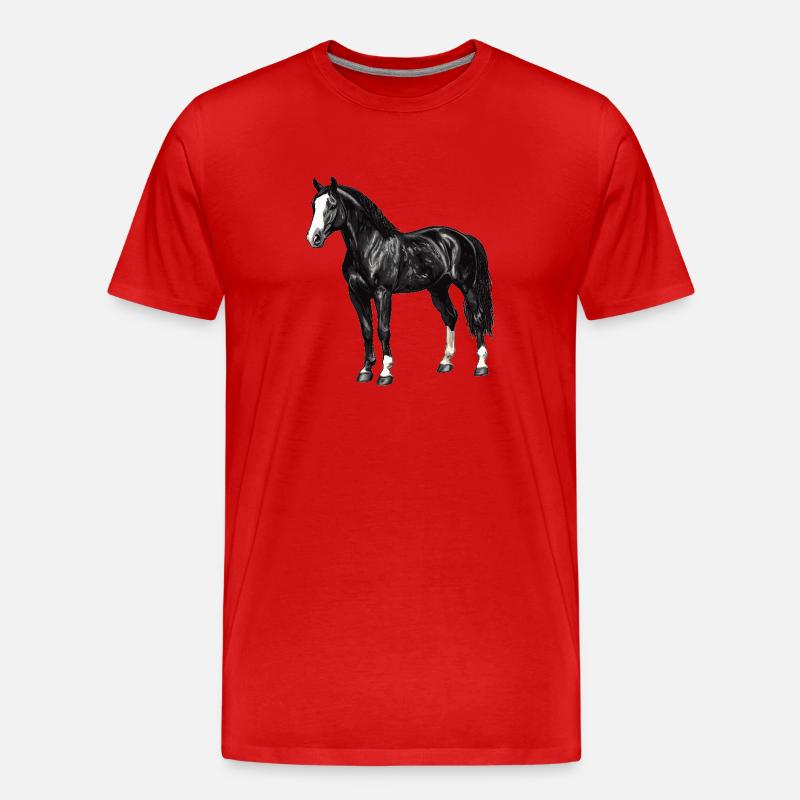Pferde Pferd - Männer Premium Bio T-Shirt - Rot