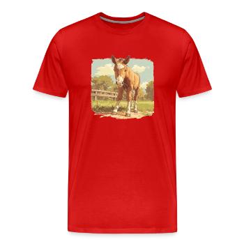 Chevaux Cheval - T-shirt bio Premium Homme - rouge - Devant - Damien (186cm)