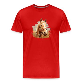 Chevaux Cheval - T-shirt bio Premium Homme - rouge - Devant - Damien (186cm)