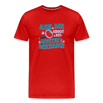 Interrogez-moi sur mes mystérieuses pertes - - T-shirt bio Premium Homme - rouge - Devant - Damien (186cm)