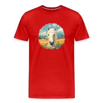 Chevaux Cheval - T-shirt bio Premium Homme - rouge - Devant - Damien (186cm)