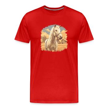 Chevaux Cheval - T-shirt bio Premium Homme - rouge - Devant - Damien (186cm)
