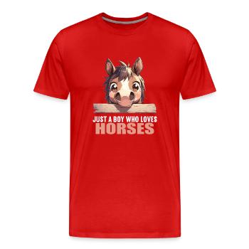 Chevaux Cheval - T-shirt bio Premium Homme - rouge - Devant - Damien (186cm)