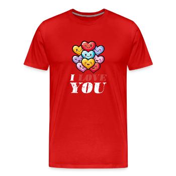 Je t’aime cœur - T-shirt bio Premium Homme - rouge - Devant - Damien (186cm)